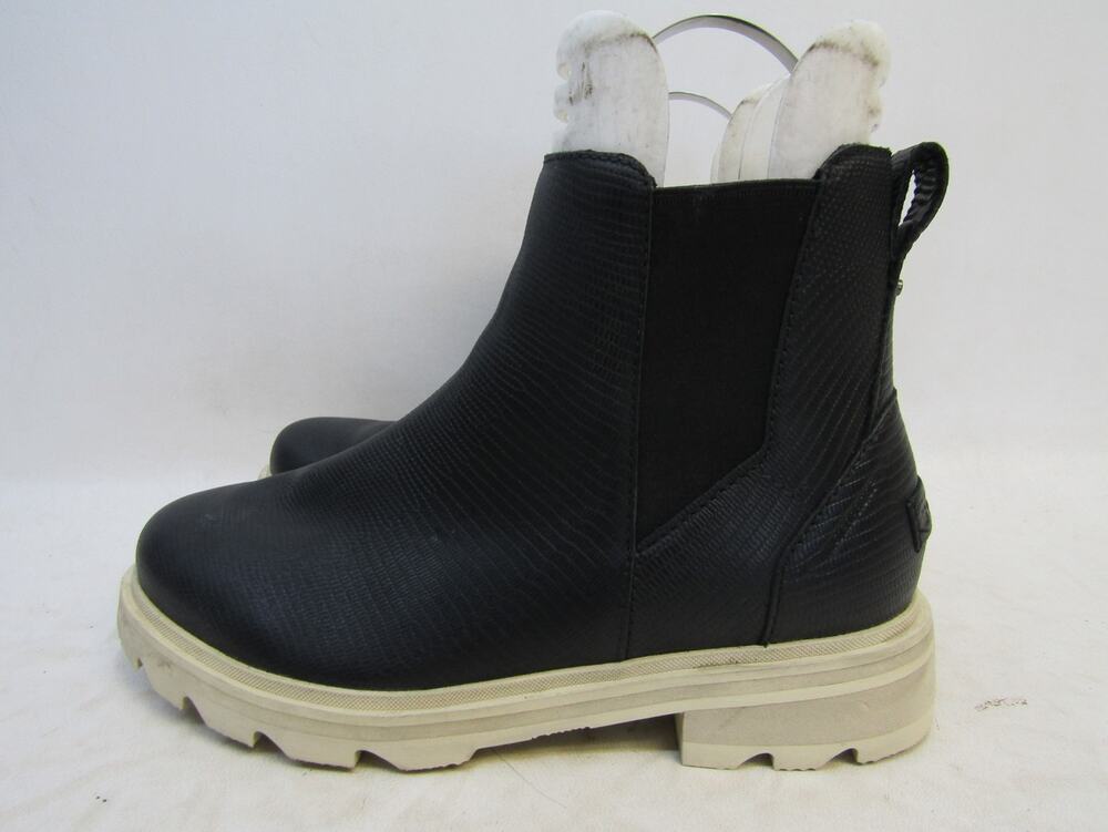 Sorel Womens Sz 8.5 Black Leather Comfort Ankle Fashion Boots Bootie